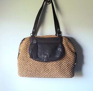Brighton Tan Weaved Beachy Shoulder Bag Purse Soze Large Boho Preppy Cottage